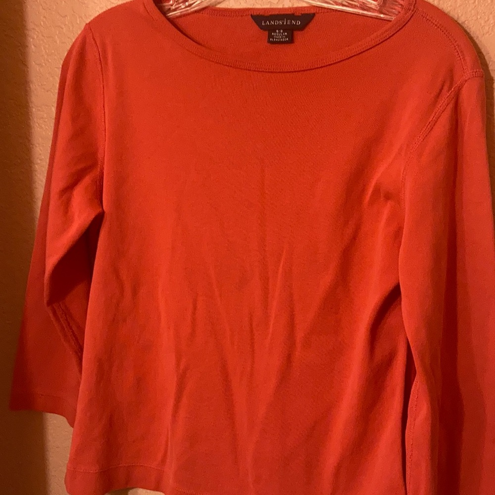 FINAL MARKDOWN Lands' End Women's Long Sleeve Tee - Orange small